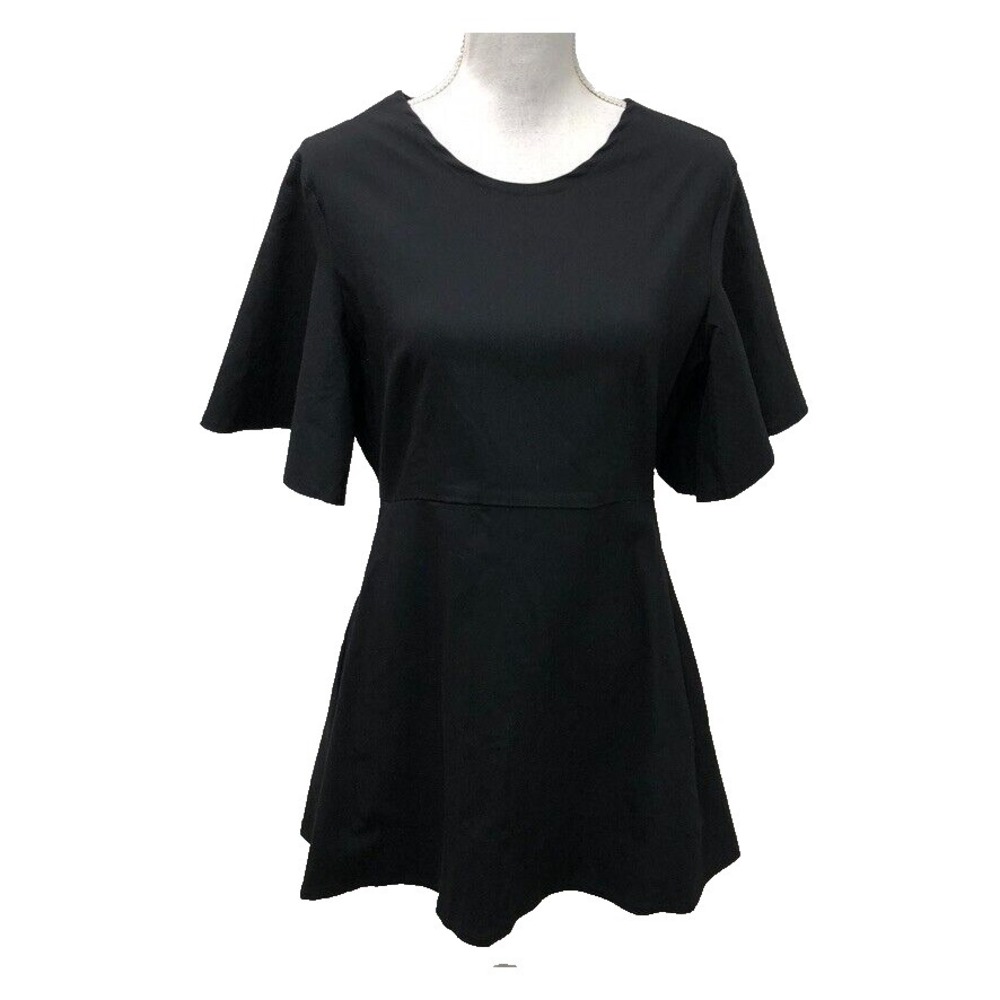 Meg‎ Fit And Flare Mini Dress Womens Large Black LBD Retro Timeless Whimsigoth